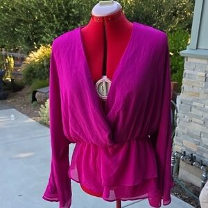 House of Harlow 1960 Vibrant Magenta Blouse